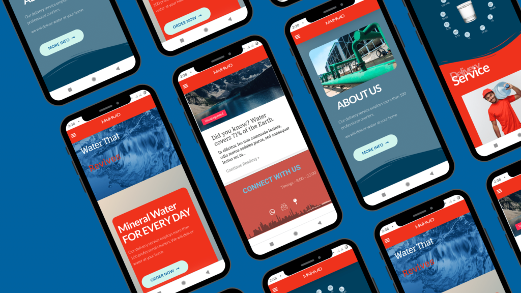 Mobile Screens with Maihaad Water website created by Expedigit